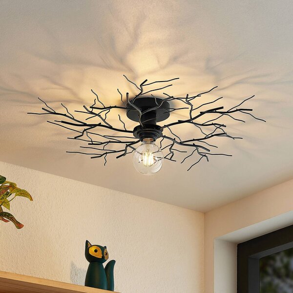 Lampa sufitowa Vetki Lindby, możliwość ściemniania, czarny, salon / jadalnia, metal, nowoczesny