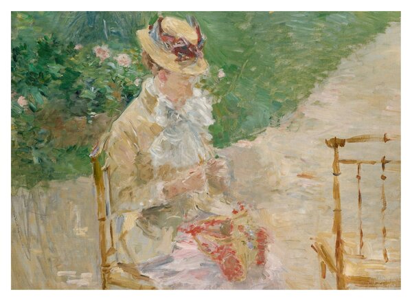 Obraz - Berthe Morisot, Young Woman Knitting, reprodukcje (70x50 cm)