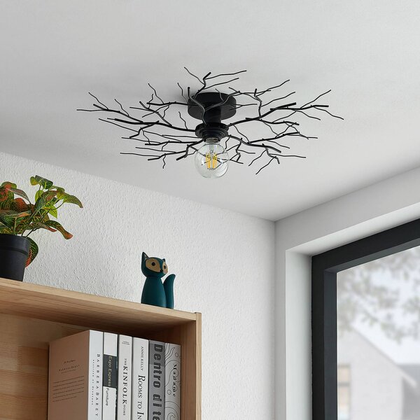 Lampa sufitowa Vetki Lindby, możliwość ściemniania, czarny, salon / jadalnia, metal, nowoczesny