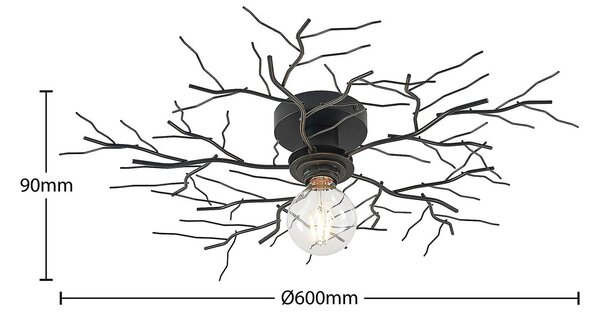 Lampa sufitowa Vetki Lindby, możliwość ściemniania, czarny, salon / jadalnia, metal, nowoczesny