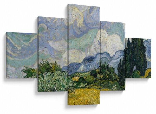 Obraz - Vincent van Gogh, Wheat Field with Cypresses, reprodukcje (125x70 cm)