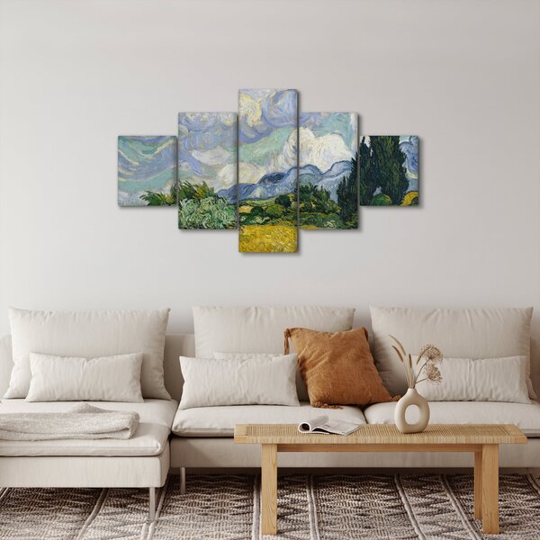 Obraz - Vincent van Gogh, Wheat Field with Cypresses, reprodukcje (125x70 cm)