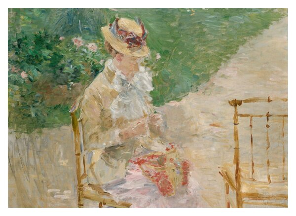 Obraz na szkle - Berthe Morisot, Young Woman Knitting, reprodukcje (70x50 cm)