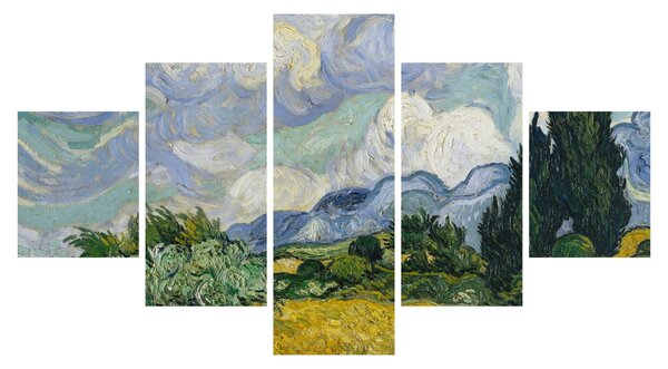 Obraz - Vincent van Gogh, Wheat Field with Cypresses, reprodukcje (125x70 cm)