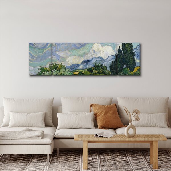 Obraz - Vincent van Gogh, Wheat Field with Cypresses, reprodukcje (170x50 cm)