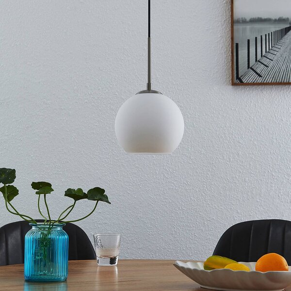 Lampa wisząca Jurian Lindby, możliwość ściemniania, biały / opal, salon / jadalnia, szkło, nowoczesny