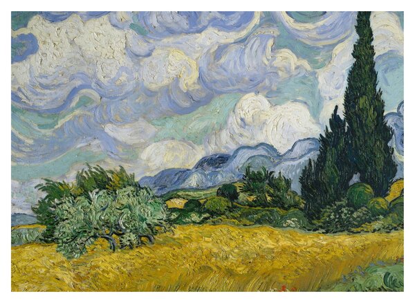 Obraz - Vincent van Gogh, Wheat Field with Cypresses, reprodukcje (70x50 cm)