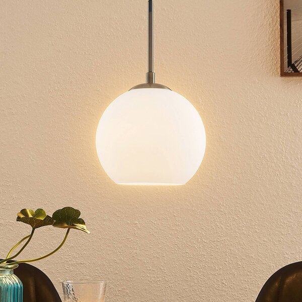 Lampa wisząca Jurian Lindby, możliwość ściemniania, biały / opal, salon / jadalnia, szkło, nowoczesny