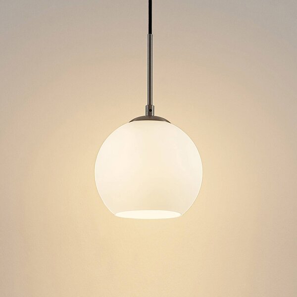 Lampa wisząca Jurian Lindby, możliwość ściemniania, biały / opal, salon / jadalnia, szkło, nowoczesny