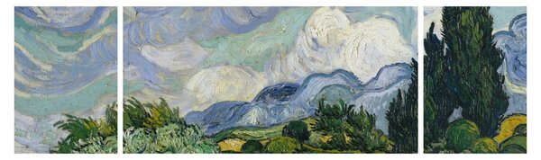 Obraz - Vincent van Gogh, Wheat Field with Cypresses, reprodukcje (170x50 cm)