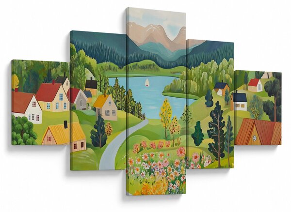 Obraz - Wioska w górach (125x70 cm)