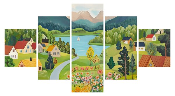 Obraz - Wioska w górach (125x70 cm)