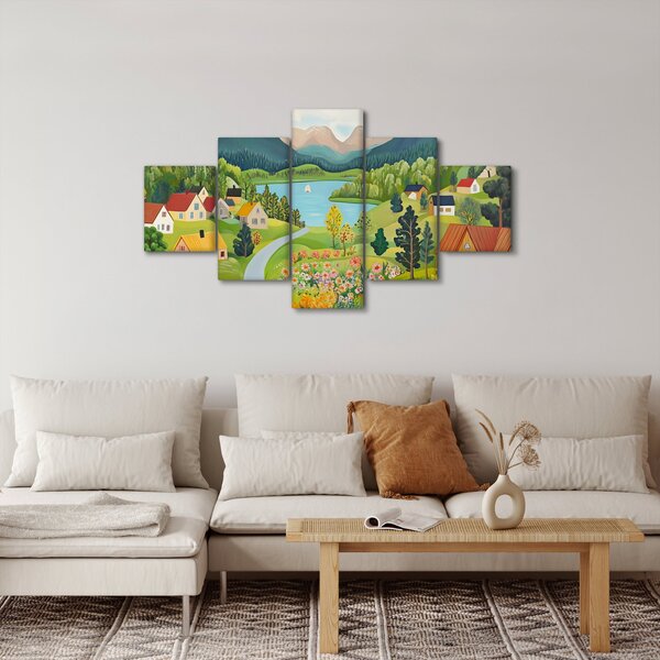 Obraz - Wioska w górach (125x70 cm)