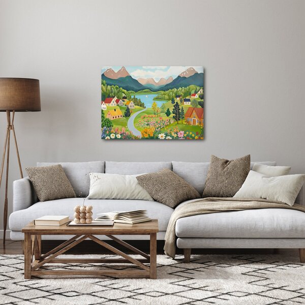 Obraz - Wioska w górach (70x50 cm)