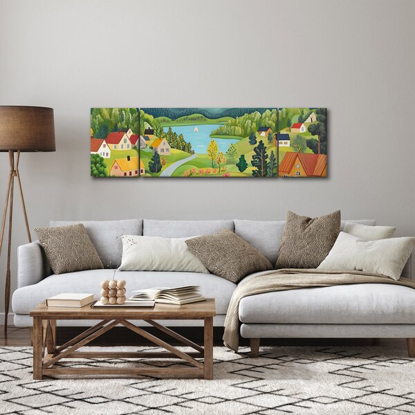 Obraz - Wioska w górach (170x50 cm)