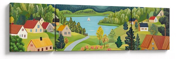 Obraz - Wioska w górach (170x50 cm)