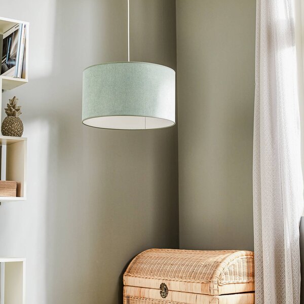 Lampa wisząca Pastell Roller Duolla, możliwość ściemniania, zielony, salon / jadalnia, tkanina / materiał / jedwab