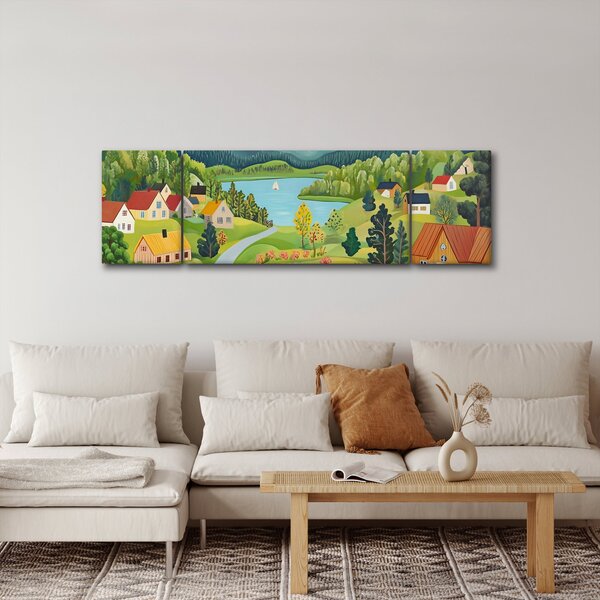 Obraz - Wioska w górach (170x50 cm)