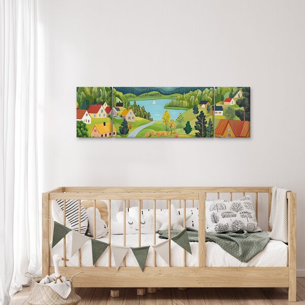 Obraz - Wioska w górach (170x50 cm)