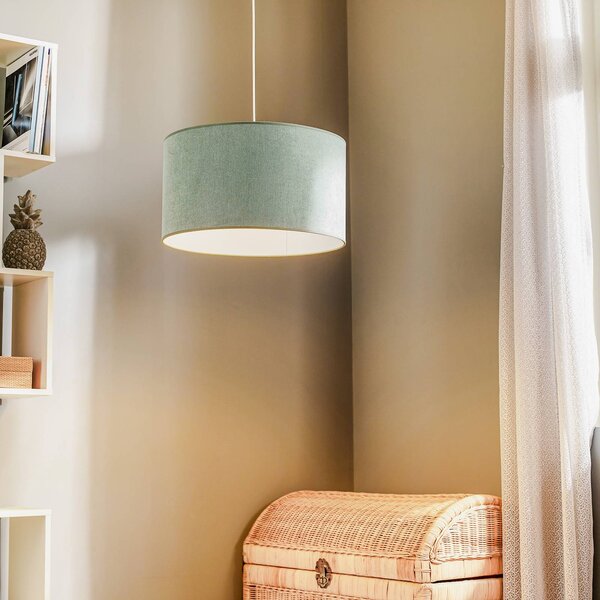 Lampa wisząca Pastell Roller Duolla, możliwość ściemniania, zielony, salon / jadalnia, tkanina / materiał / jedwab
