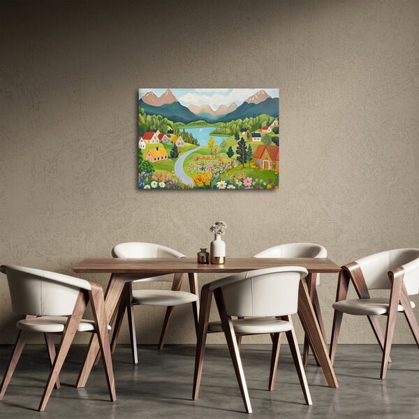 Obraz - Wioska w górach (70x50 cm)