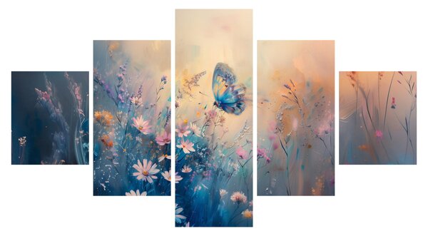 Obraz - Łąka z motylem (125x70 cm)