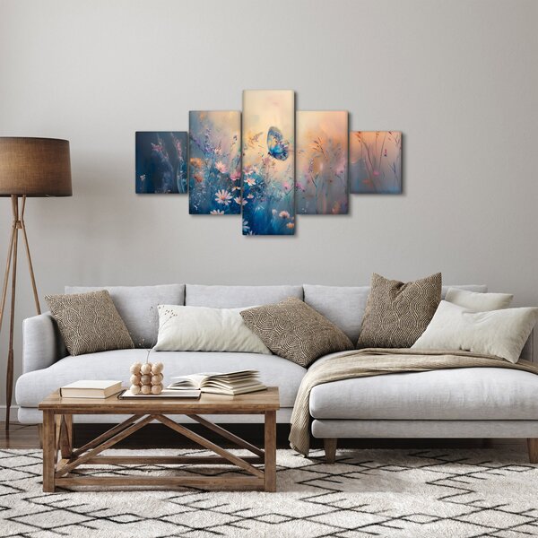 Obraz - Łąka z motylem (125x70 cm)