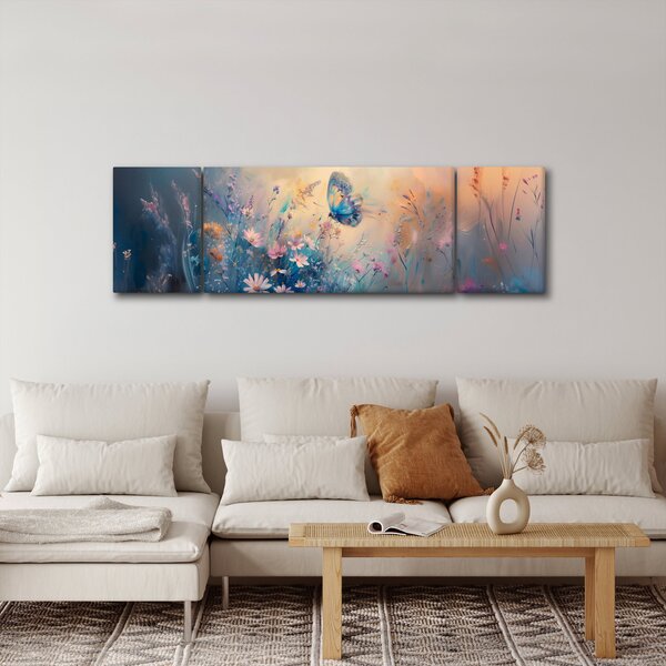 Obraz - Łąka z motylem (170x50 cm)