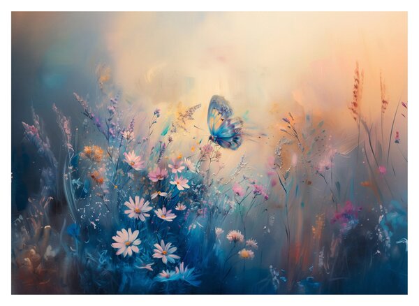 Obraz - Łąka z motylem (70x50 cm)