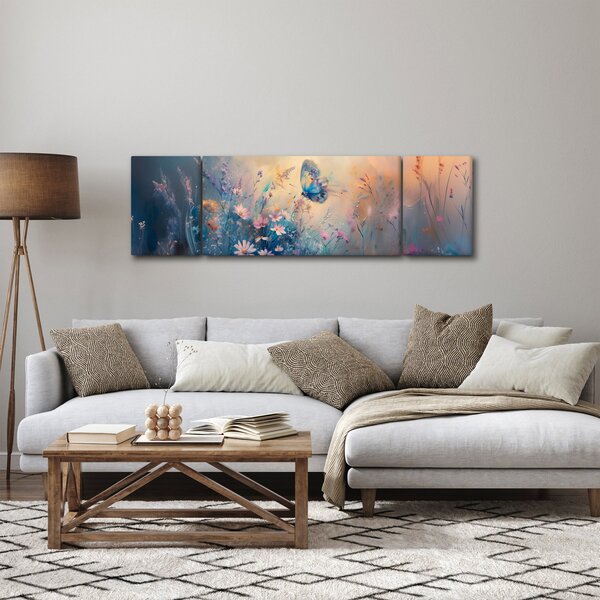 Obraz - Łąka z motylem (170x50 cm)
