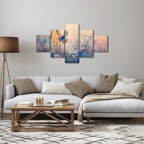 Obraz - Łąka z motylem II (125x70 cm)