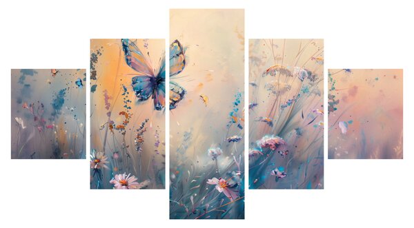 Obraz - Łąka z motylem II (125x70 cm)