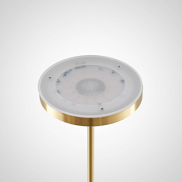 Lampa stojąca LED Seppa Lindby, możliwość ściemniania, mosiężny / złoty, salon / jadalnia, metal, nowoczesny