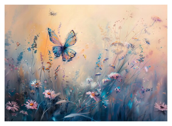 Obraz - Łąka z motylem II (70x50 cm)