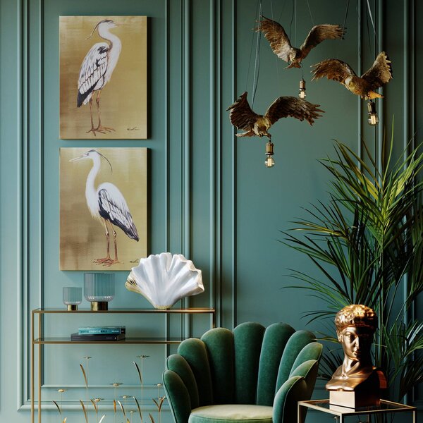 KARE Lampa wisząca designerska Animal Owl, możliwość ściemniania, mosiężny / złoty, salon / jadalnia, tworzywo sztuczne, design