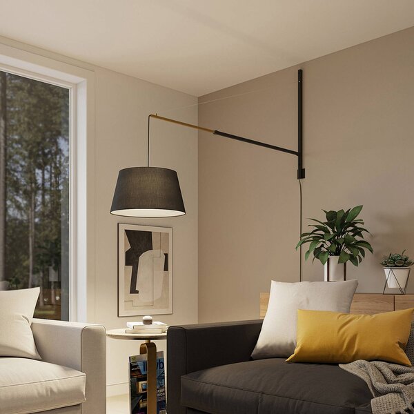 Kinkiet Beleza Lucande, czarny, salon / jadalnia, aluminium, nowoczesny