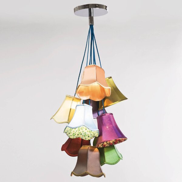 KARE Lampa wisząca designerska SALOON, możliwość ściemniania, multikolor, salon / jadalnia, tkanina / materiał / jedwab, design