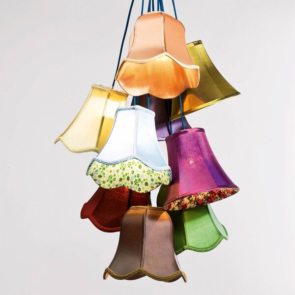 KARE Lampa wisząca designerska SALOON, możliwość ściemniania, multikolor, salon / jadalnia, tkanina / materiał / jedwab, design
