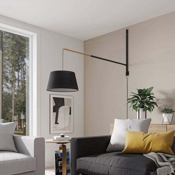 Kinkiet Beleza Lucande, czarny, salon / jadalnia, aluminium, nowoczesny