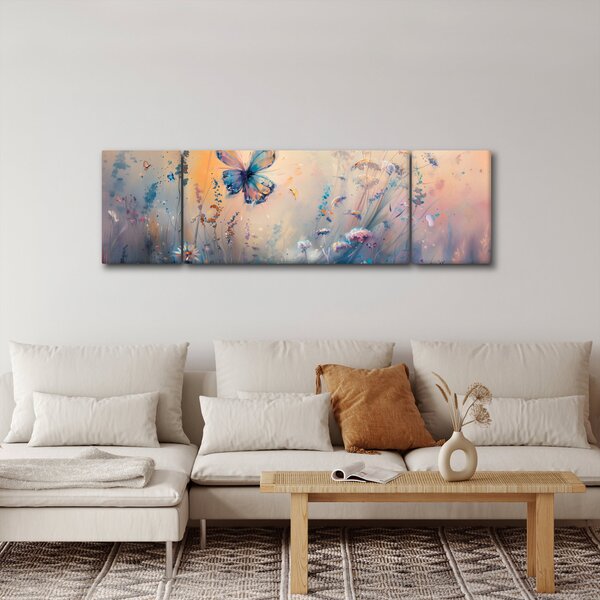 Obraz - Łąka z motylem II (170x50 cm)