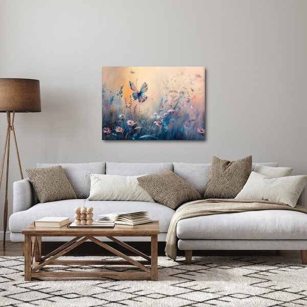 Obraz - Łąka z motylem II (70x50 cm)