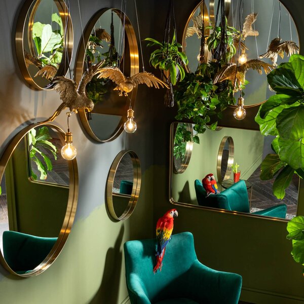 KARE Lampa wisząca designerska Animal Owl, możliwość ściemniania, mosiężny / złoty, salon / jadalnia, tworzywo sztuczne, design