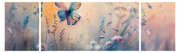 Obraz - Łąka z motylem II (170x50 cm)