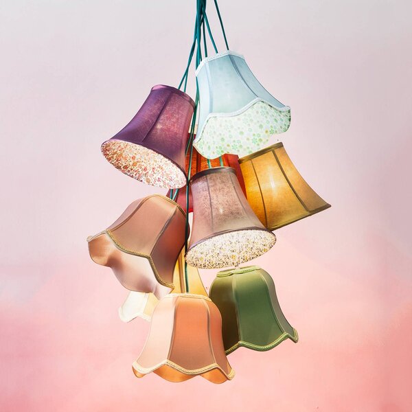 KARE Lampa wisząca designerska SALOON, możliwość ściemniania, multikolor, salon / jadalnia, tkanina / materiał / jedwab, design