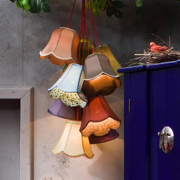 KARE Lampa wisząca designerska SALOON, możliwość ściemniania, multikolor, salon / jadalnia, tkanina / materiał / jedwab, design