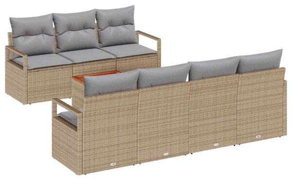 Zestaw Mebli Ogrodowych Komplet Wypoczynkowy Z Poduszkami 8-Częściowy Beżowy Rattan Na Taras Balkon Ogród