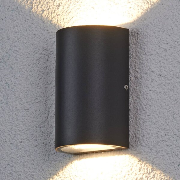 Kinkiet zewnętrzny LED JALE Lucande, czarny, aluminium, nowoczesny