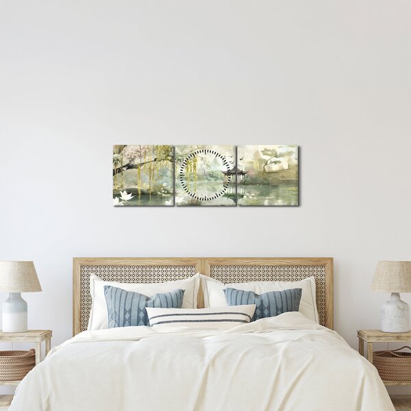 Obraz - Chińskie jezioro (z zegarem) (90x30 cm)