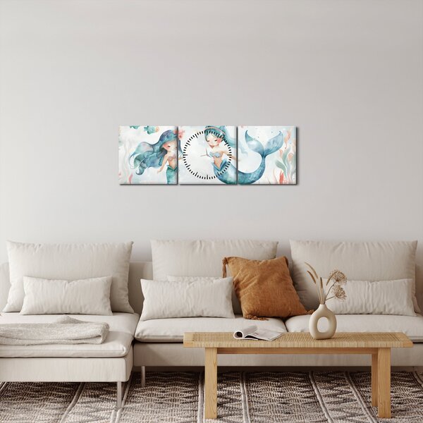 Obraz - Syreny (z zegarem) (90x30 cm)