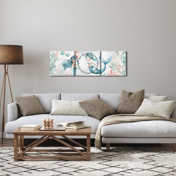 Obraz - Syreny (z zegarem) (90x30 cm)